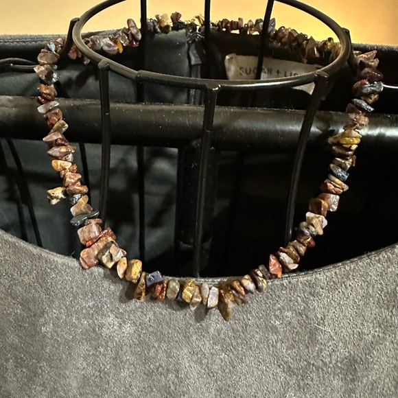 Natural Pietersite Chips Beaded Necklace with Gold Tone Hardware - Picture 13 of 13